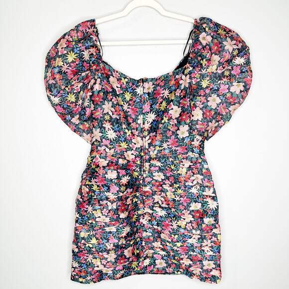 C/Meo Collective Womens Pencil Dress Floral V Neck Puff Ruched Multicolor XL - Picture 3 of 9